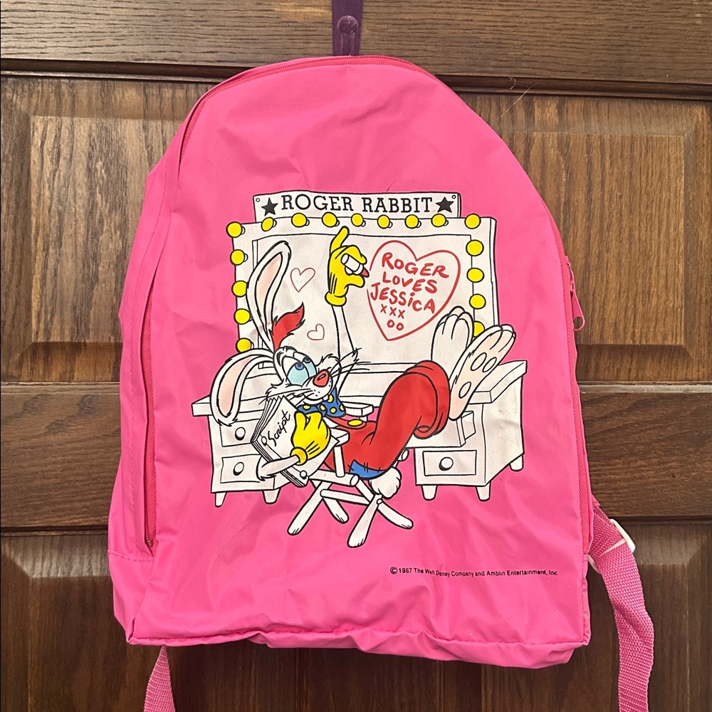 1987 ROGER RABBIT BACK PACK BACKPACK DISNEY JESSICA 80S VINTAGE 1980S RARE